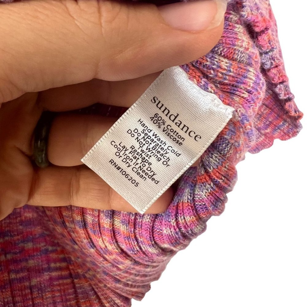 Sundance Pink Multicolor Static Print Half Sleeve Ribbed Henley Top Medium - Picture 4 of 7